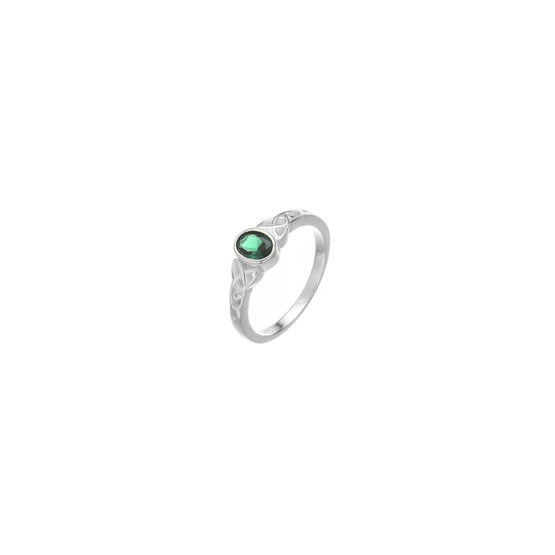 Celtic Ring With Green Stone
